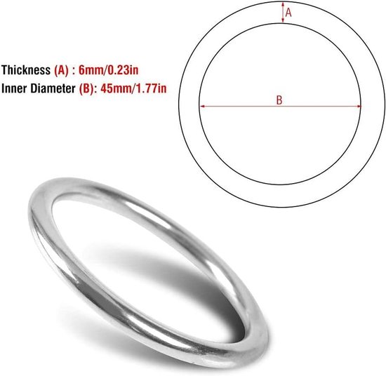 O-ring Roestvrijstalen boot Marine gelaste ring Gepolijste cirkel voor yogaringen Huisdieren Duiken Klimmen — afbeelding 2