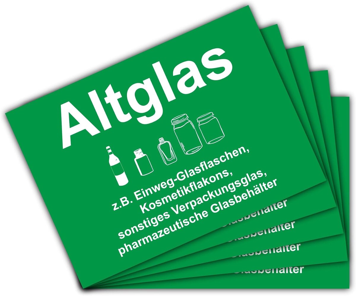 5 stuks oud glas stickers, 15 x 10 cm, gerecycled met UV-bescherming, voor buiten, binnen en buiten, 5 stuks