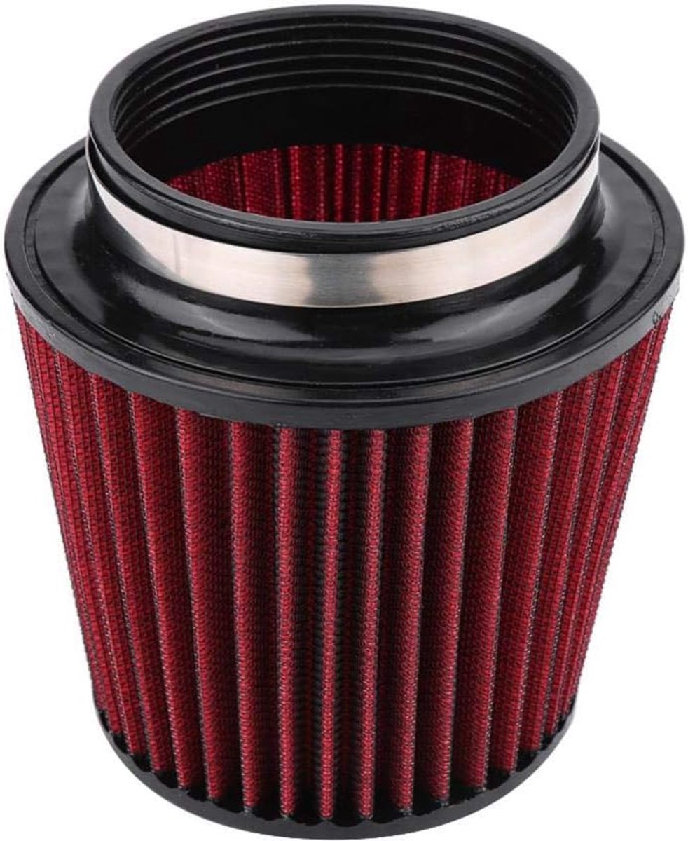 Klem-op Luchtfilter丨 Universele Auto Luchtinlaatfilters Luchtreinigers (100 mm) Luchtfilter丨 Universele Auto Aanpassing Hoge Inlaatluchtinlaat Ronde Kegellucht, 4 Inch Kegelfilter, Auto