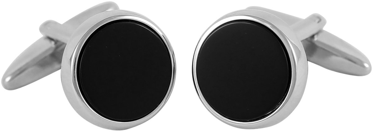 LINDENMANN heren manchetknopen Onyx - zilverkleurig