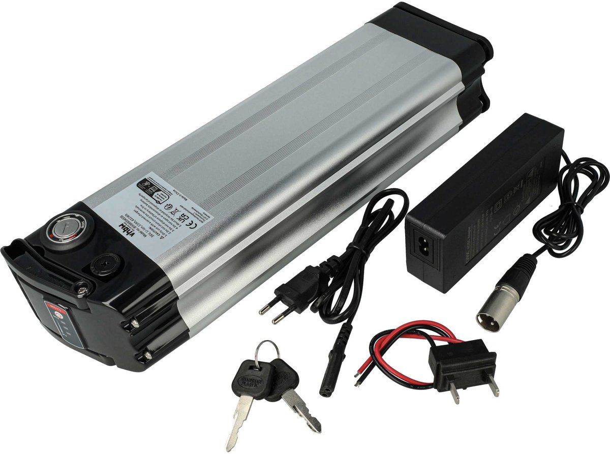vhbw-zadelbuisaccu, compatibel met elektrische fietsen met een zadelbuis-accusysteem – incl. oplader (12 Ah, 36 V, Li-Ion, incl. oplader)
