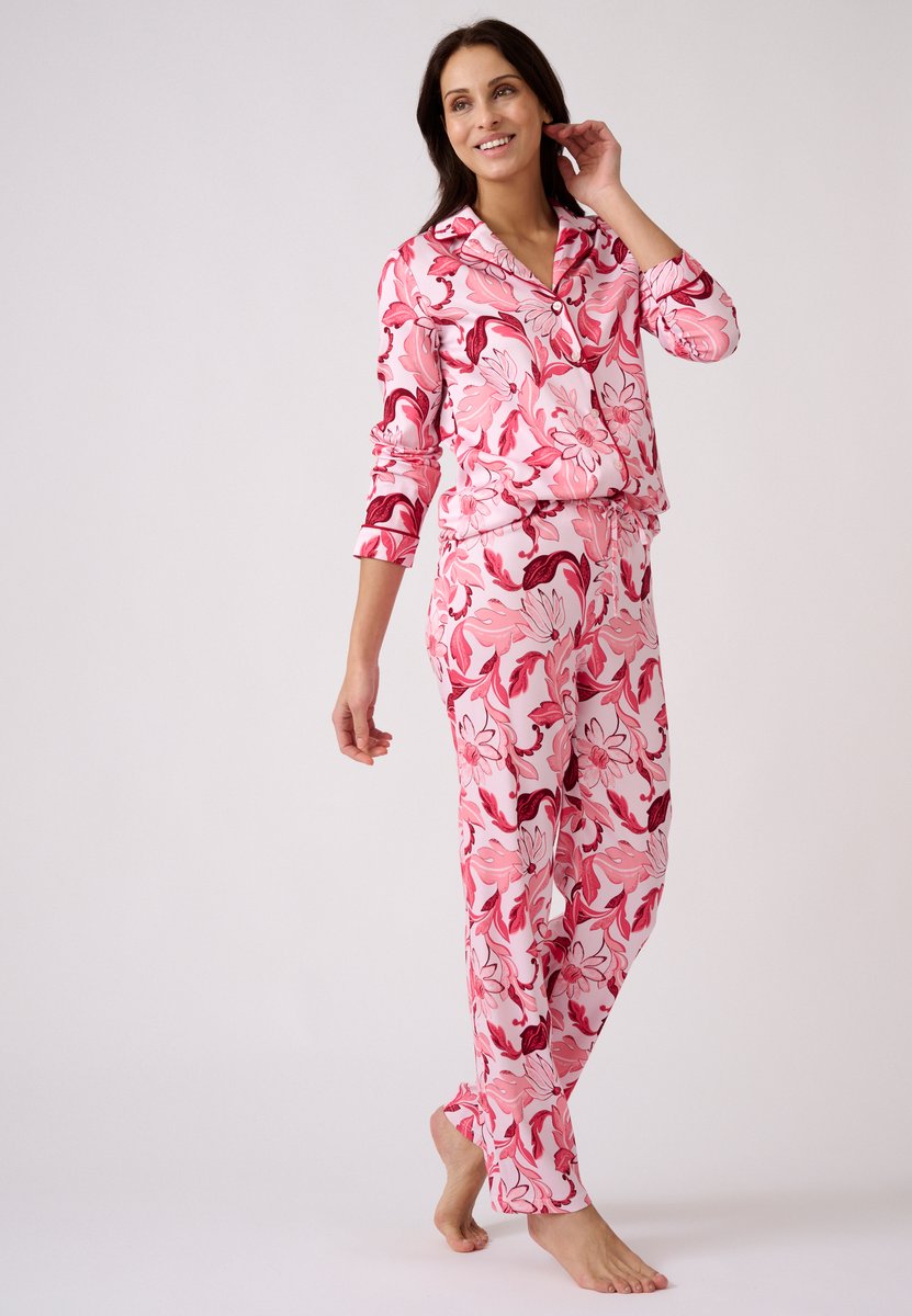 Damart Pyjama met knopen van satijnstof - Dames - Roze - 50-52 (XL)