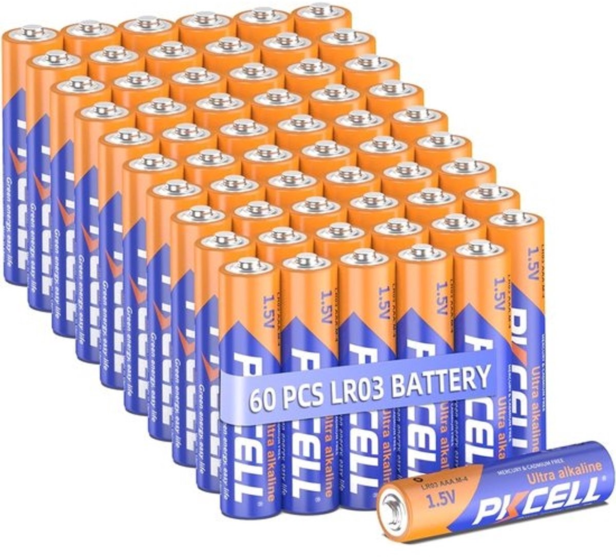Krachtige AAA Alkalinebatterijen 1,5V voor Toestellen - 60 Stuks, 10 Jaar Houdbaarheid