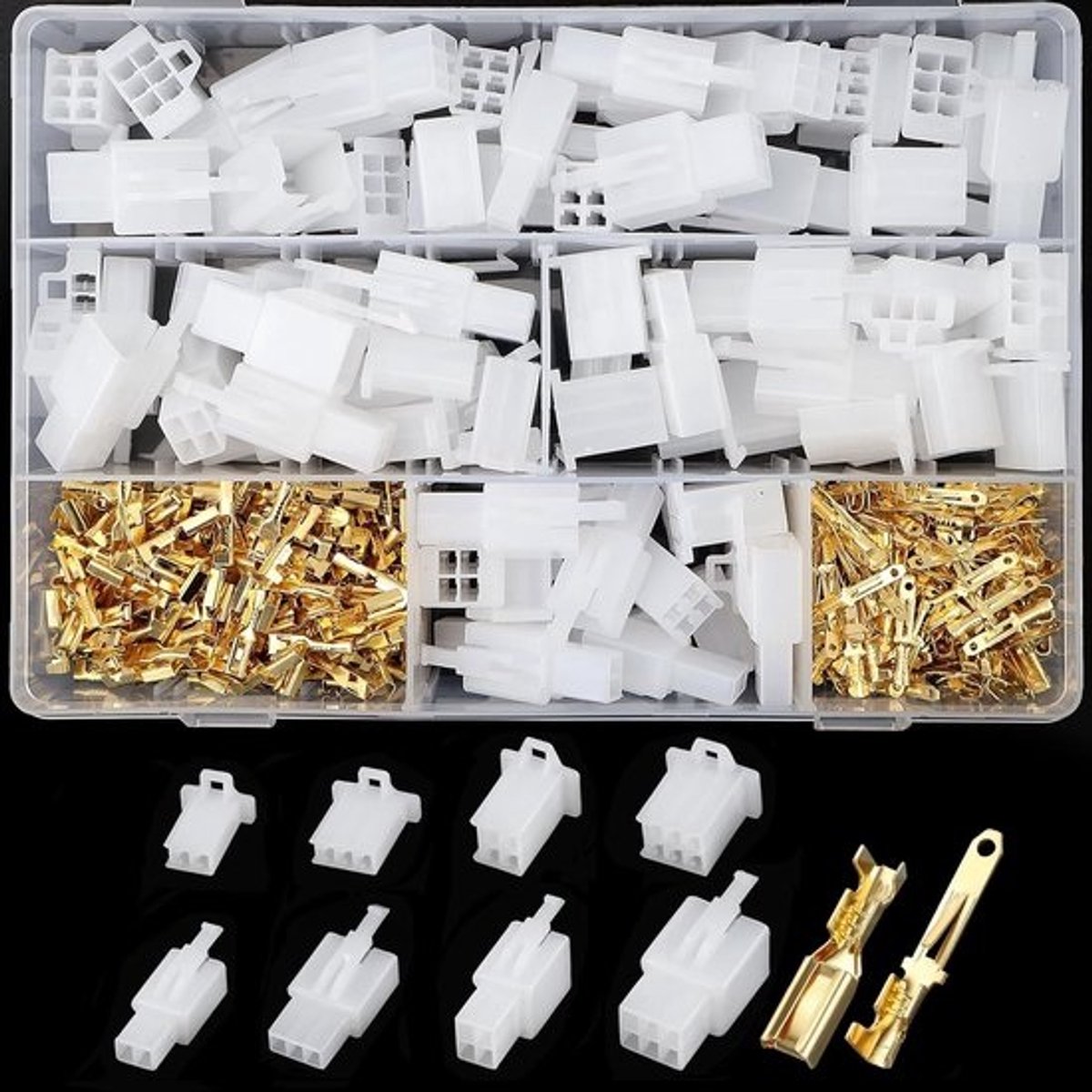 480 stuks kabelconnectorenset - voor auto, motor en fiets - Platte stekker 2.8 mm pitch - male en female stekkerbehuizing - met pinheader-krimp