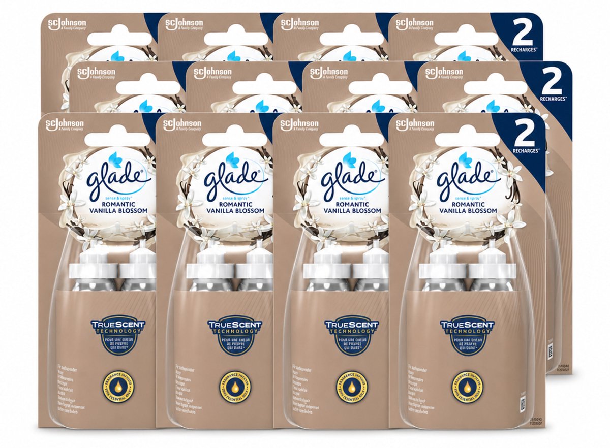 12 x Glade - Sense & Spray - Romantic Vanillebloesem - 2 × 18 ml - Voordeelverpakking - 12 stuks