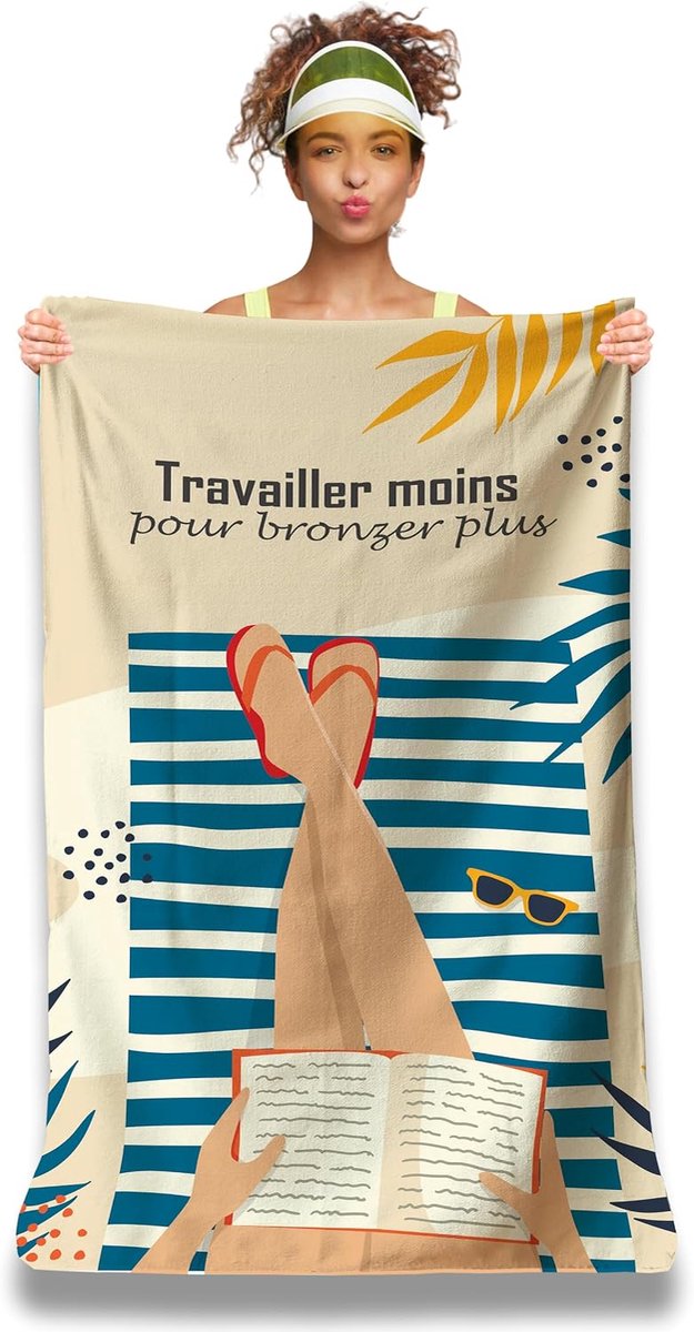 Microvezel strandhanddoek met grappige boodschap. Strandlaken 160 x 80 cm, zeer absorberend, sneldrogend, licht en compact. Cadeau-idee voor dames heren tieners verjaardag Kerstmis