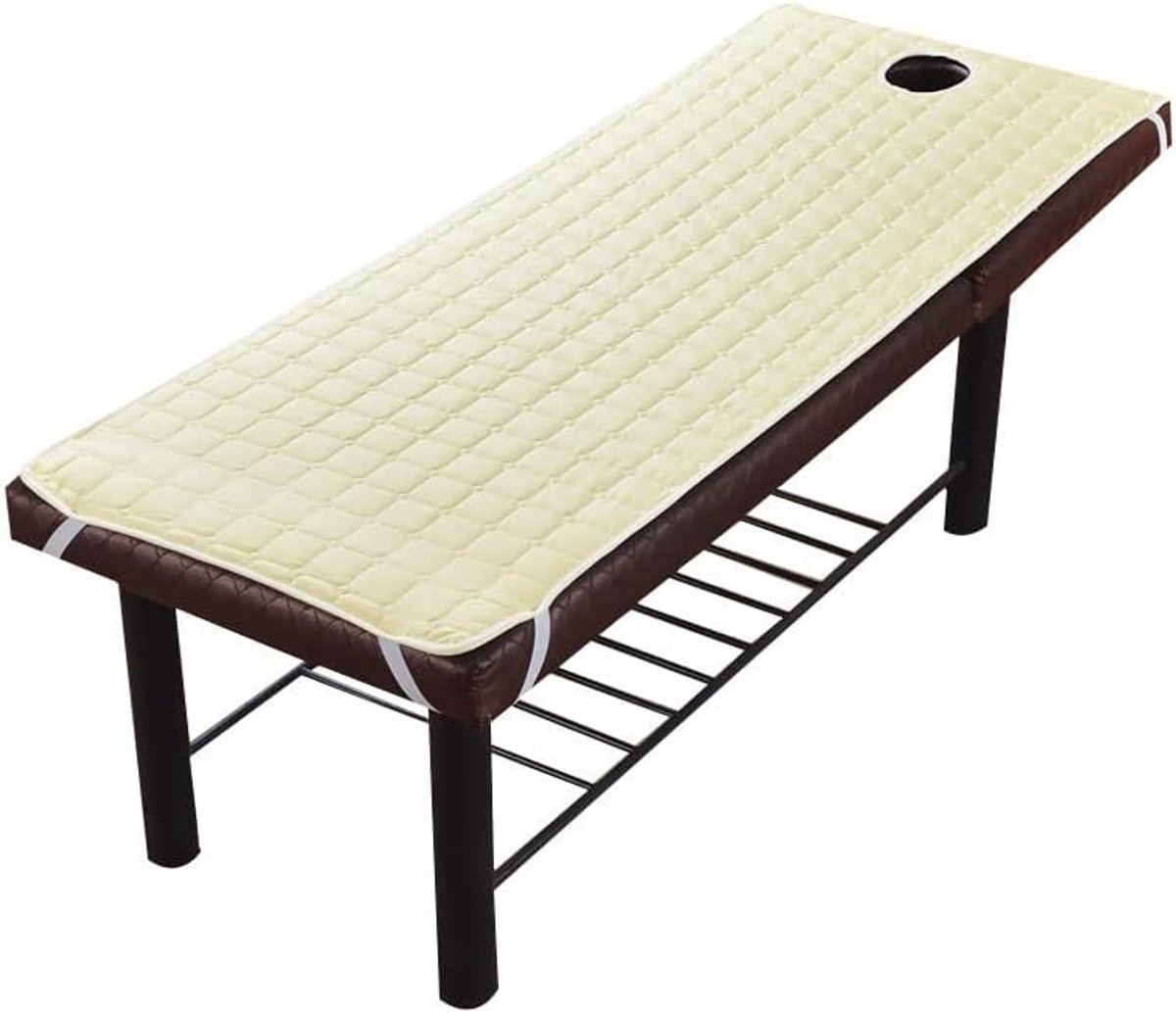 Zalati Bedhoezen laken met gezicht adem gat polyester elastisch rubberen kussen voor schoonheidsmassage SPA behandeling 190x70cm - beige