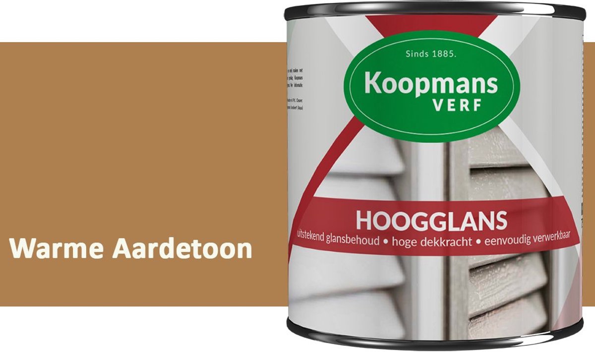 Koopmans Hoogglans Lakverf Binnen & Buiten – Voor Hout en Metaal – Krasvast – Hoge Dekkracht – Kozijnen, Deuren & Meubels – Warme Aardetoon – 750 ml