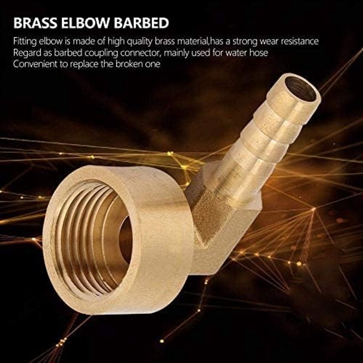 Koperen 90 Graden Elbow Barb Koppeling met Vrouwelijke Draad voor Slangverbindingen, G1/2 (8mm) - Duurzaam en Betrouwbaar Fitting voor Tuin en Klussen