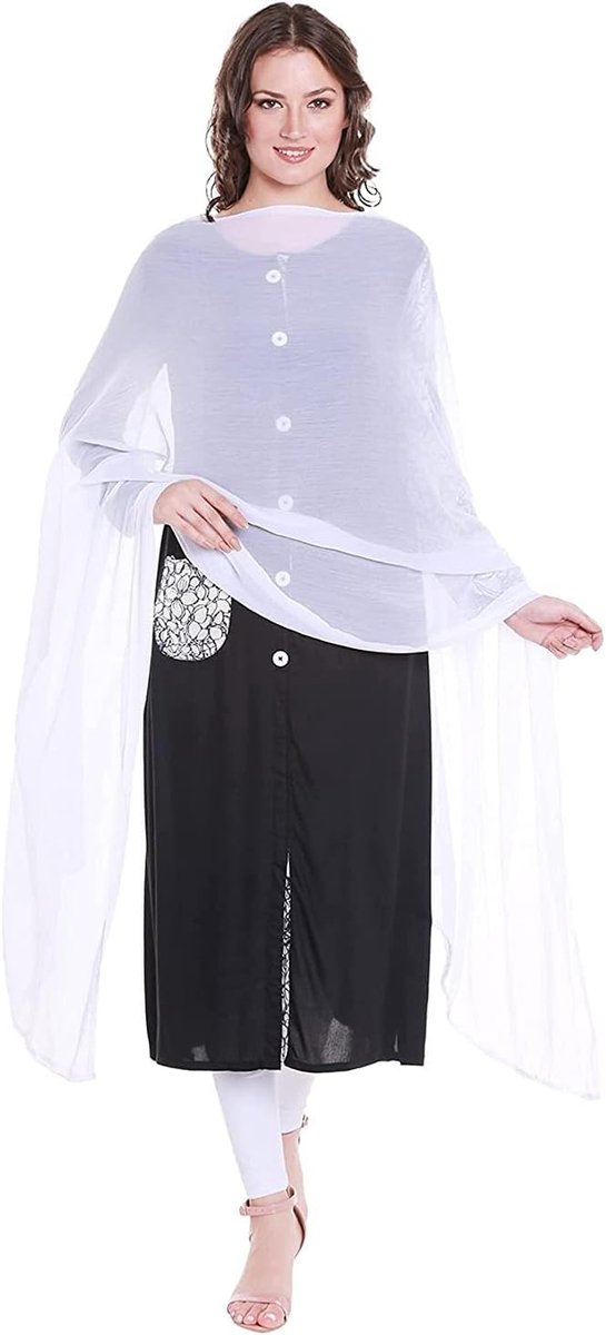 Dames chiffon effen effen Dupatta sjaal | Lengte: 2,1 meter | Breedte: 30 inch