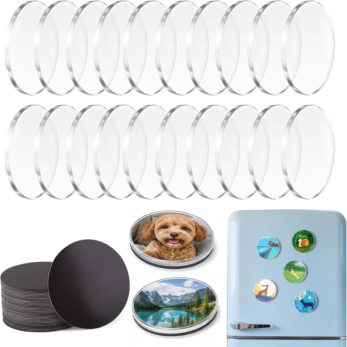 Koelkastmagneten, personaliseerbaar, rond, 5 x 5 cm, decoratieve magneten - ShopVlot