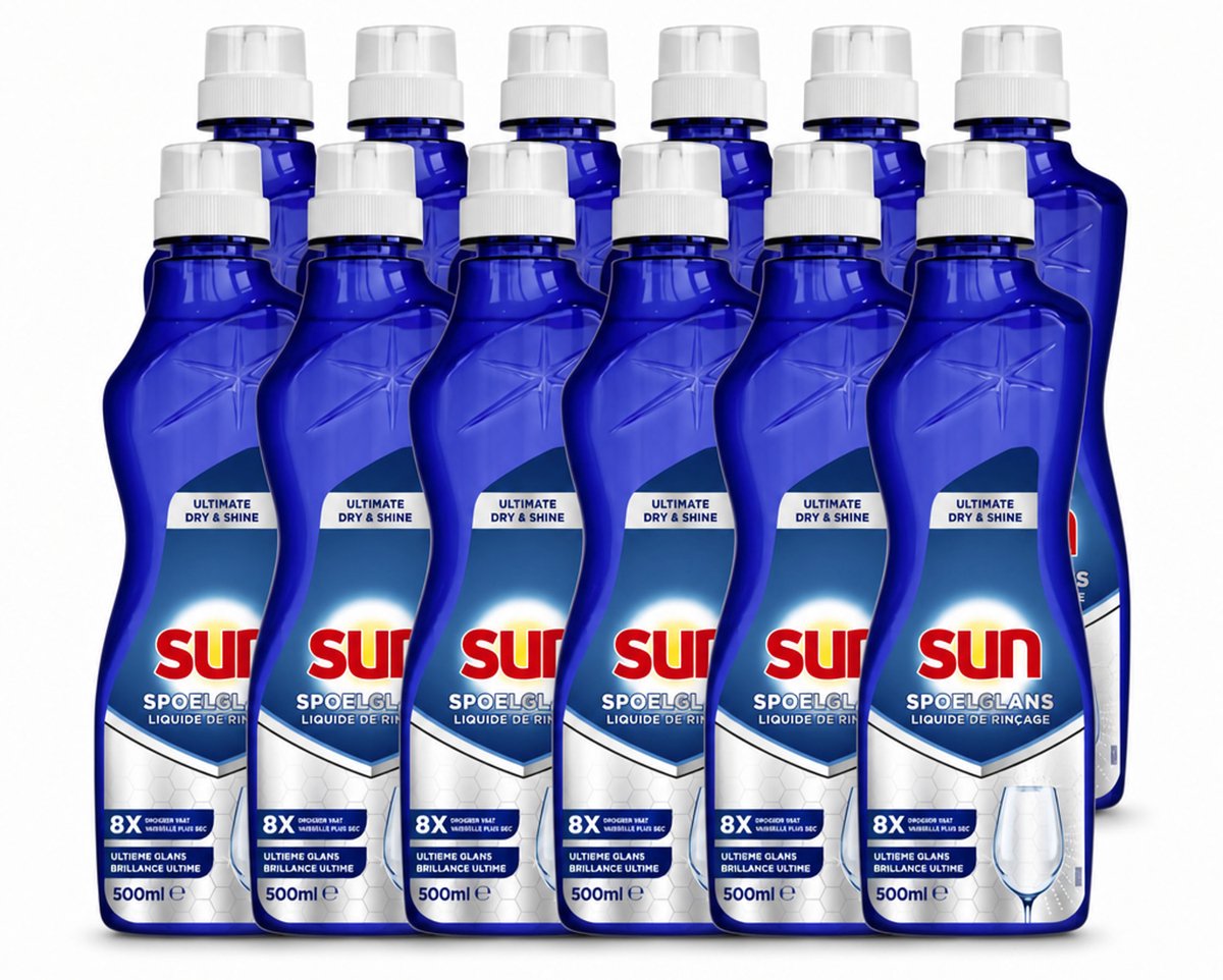 12 x Sun - Spoelglansmiddel - Dry & Shine - 500 ml - Voordeelverpakking - 12 stuks