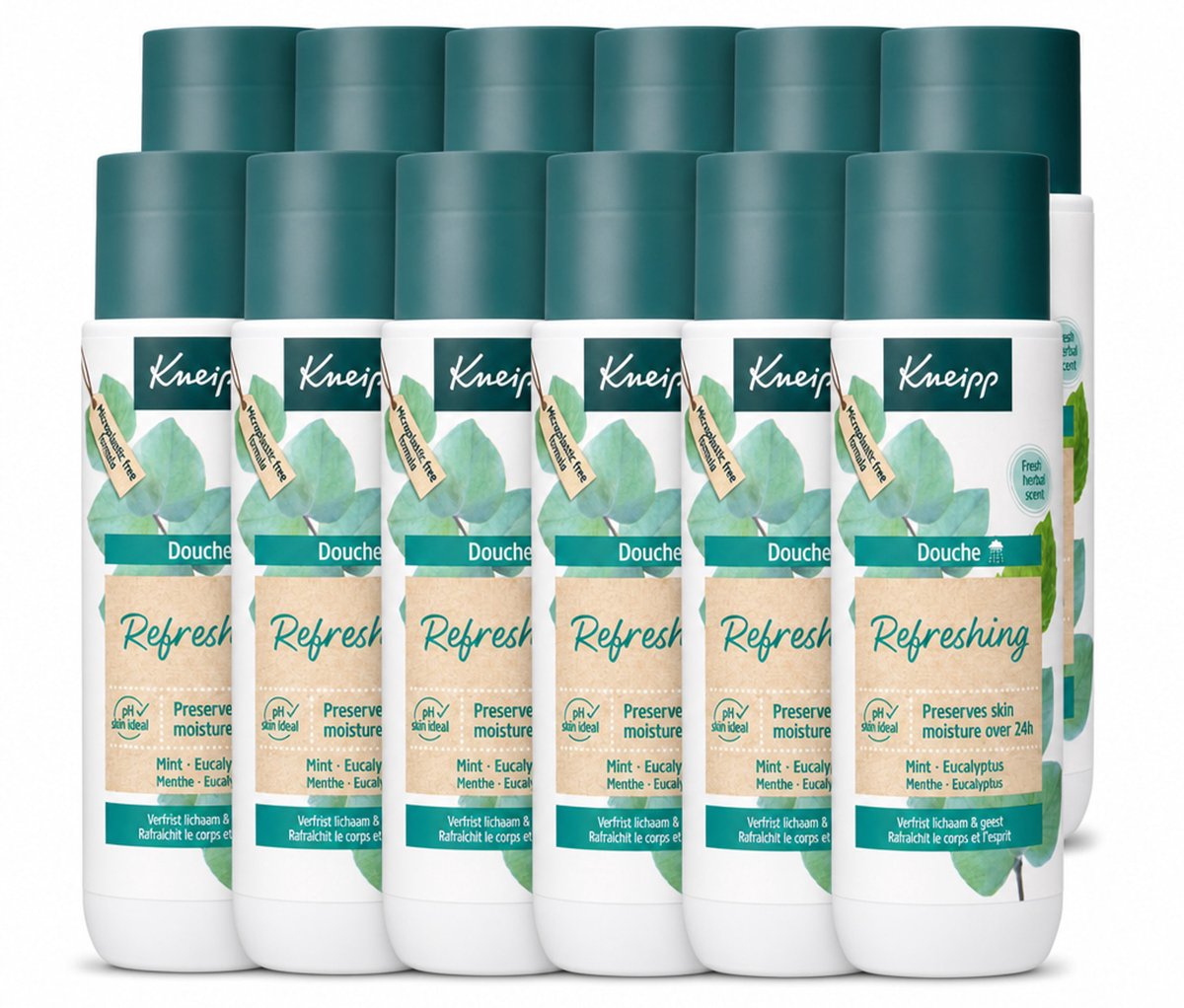 12 x Kneipp - Douchegel - Refreshing - Mint Eucalyptus - 200 ml - Voordeelverpakking - 12 stuks