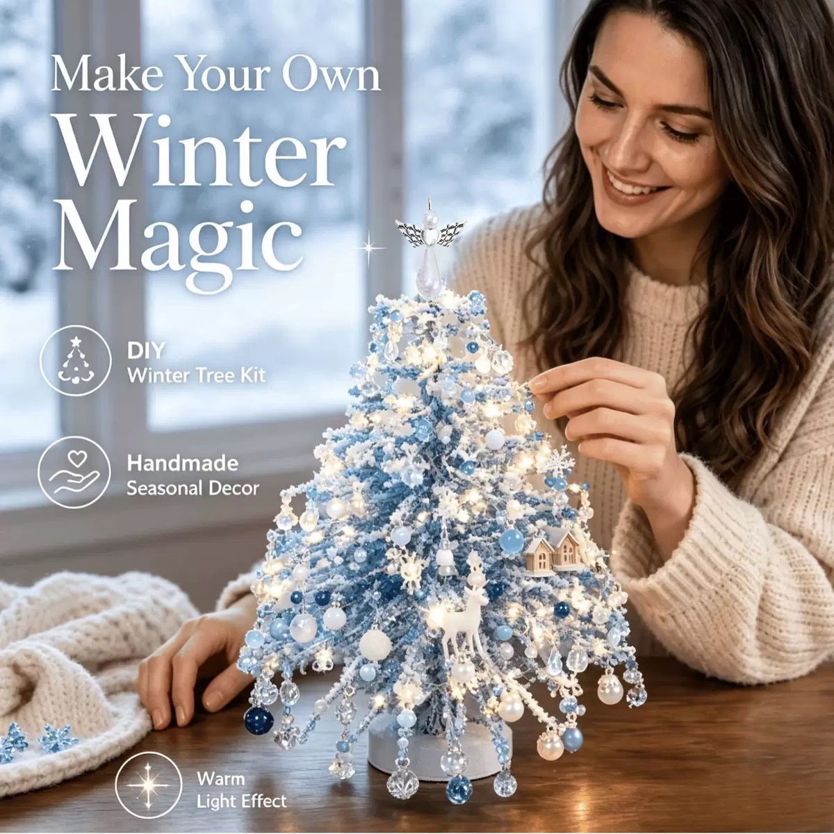DIY Kerstboomset van kralen - 3D Kristal Kralen Feestknutselset - Kerstdecoratie - Vakantieproject - Warme Gloed Tafeldecoratie - Kerstboomproject - Eenvoudig - Ideaal voor decoratie en als cadeau - Complete Alles-in-één Set - Kerstboom -A002