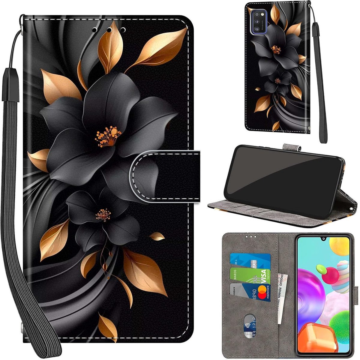 Portemonnee Telefoonhoes voor Samsung Galaxy A41 Bloemen
