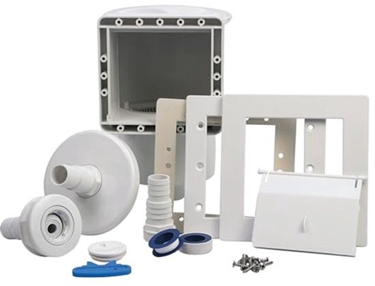 Inbouwskimmer complete set voor stalen wandzwembaden met inlaatmond en opvangmand