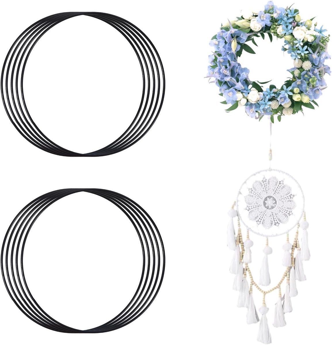 10 stuks 20 cm metalen ringen om te knutselen - metalen ring zwart kan met punten worden gecombineerd - accessoires - wandkleden, bruiloft en slinger decoraties
