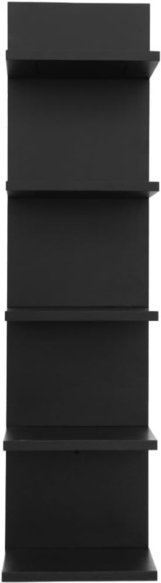 Wandrek met 5 etages, verticaal zuilrek, zwevende opslag, woondecoratie, organizer, tentoonstellingsrek voor slaapkamer, woonkamer, make-uptafel (zwart)