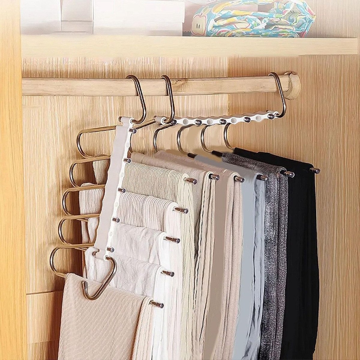 Broekhangers, magische kledingkast, kledinghanger, metaal, ruimtebesparend, antislip, ruimtebesparend, kast voor jeans, broeken, overhemden