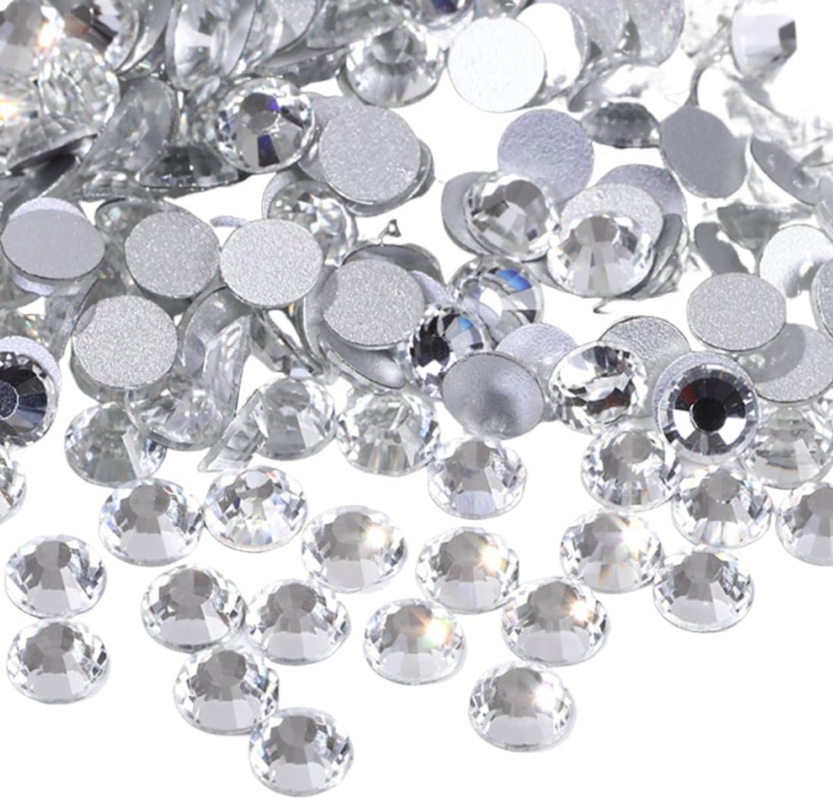 Kunstkristallen, gemengde vormen, decoratieve kristallen om op te naaien, hotfix-strassteentjes, 1,9 - 2,1 mm, 4320 stuks (wit)