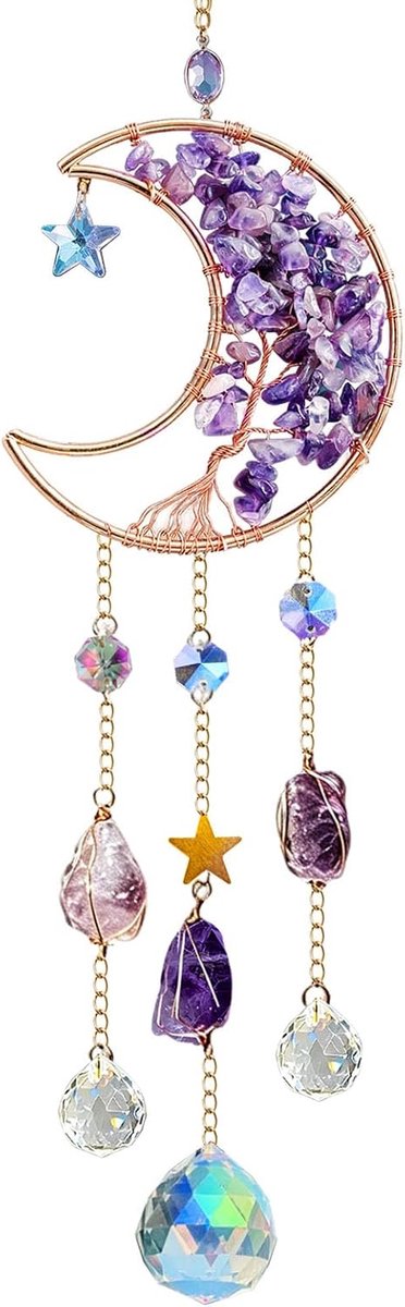 Hanger zon kristal decoratie, hangende suncatcher hanger, dromenvanger levensboom van maankristallen, kunst van licht, tuin, decoratie
