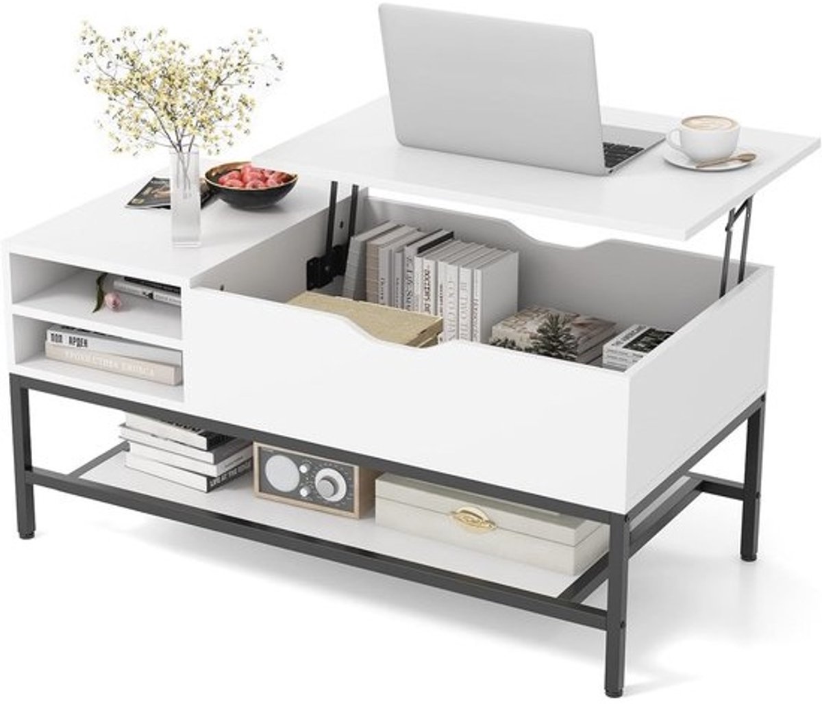 Opklapbare Salontafel met Opbergruimte - Woonkamertafel met Modern Design