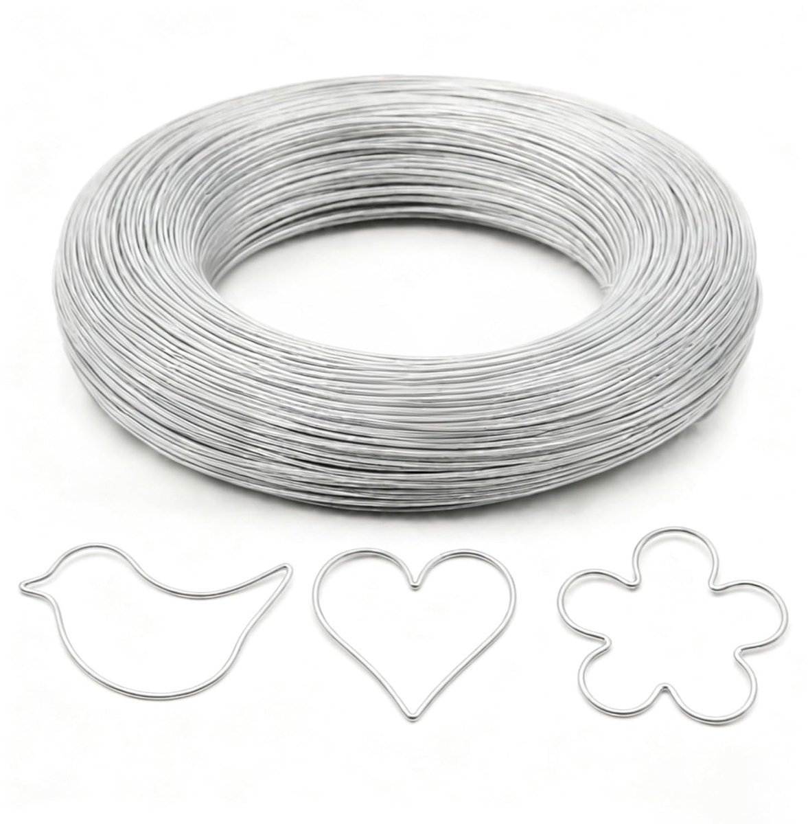 Draad, 0,9 mm x 50 m, zachte buigzame draad, roestvrij, gemakkelijk te verwerken voor het maken van sieraden, knutselen en modelleren (zilver) (1, 0,9 mm x 50 m)
