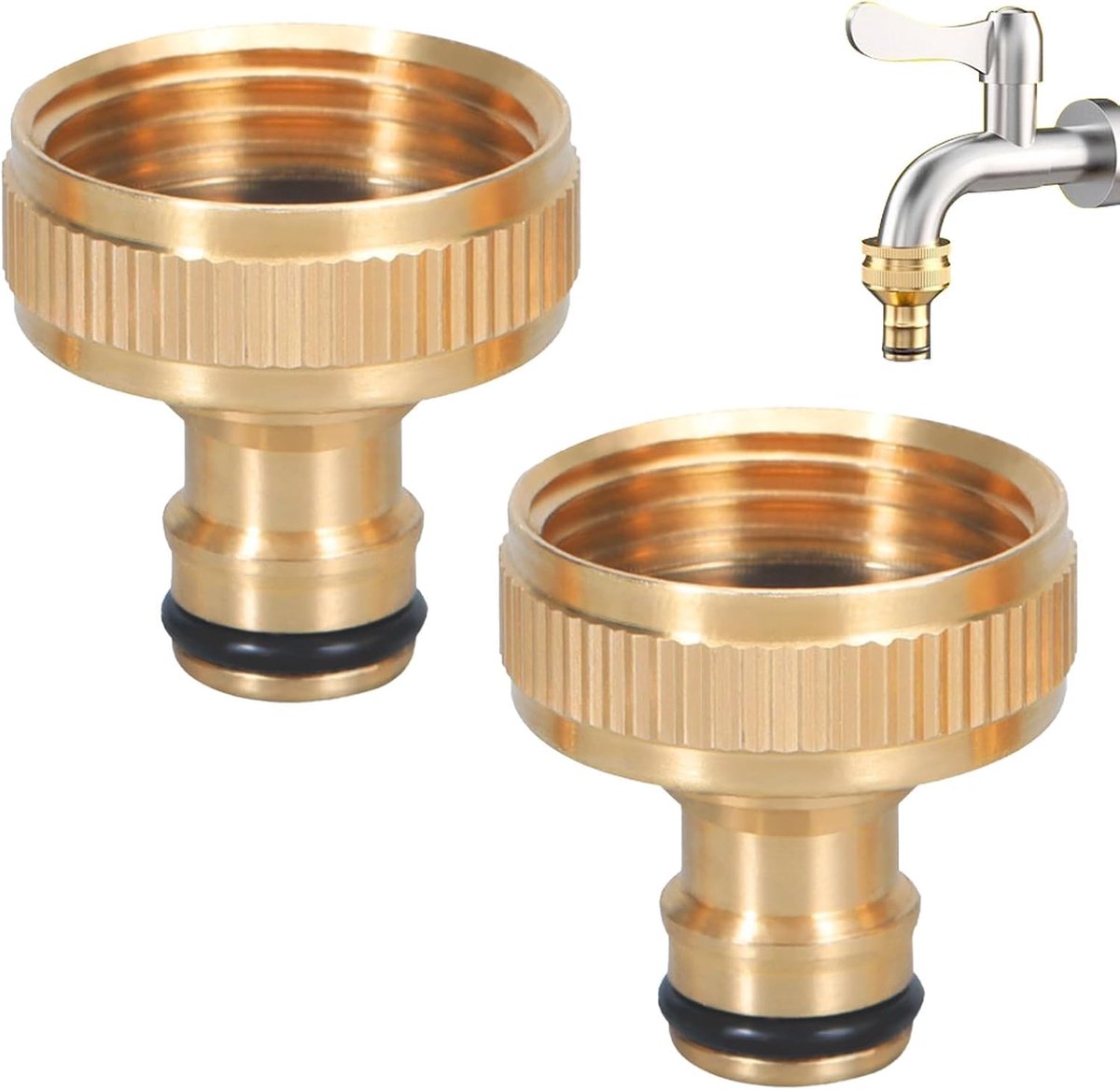 2 stuks messing kraanadapters, 1 inch slangaansluiting binnendraad, adapter waterkraan tuinslang | slangaansluiting 1 inch | robuust metaal | snelkoppeling voor wateraansluiting in de tuin
