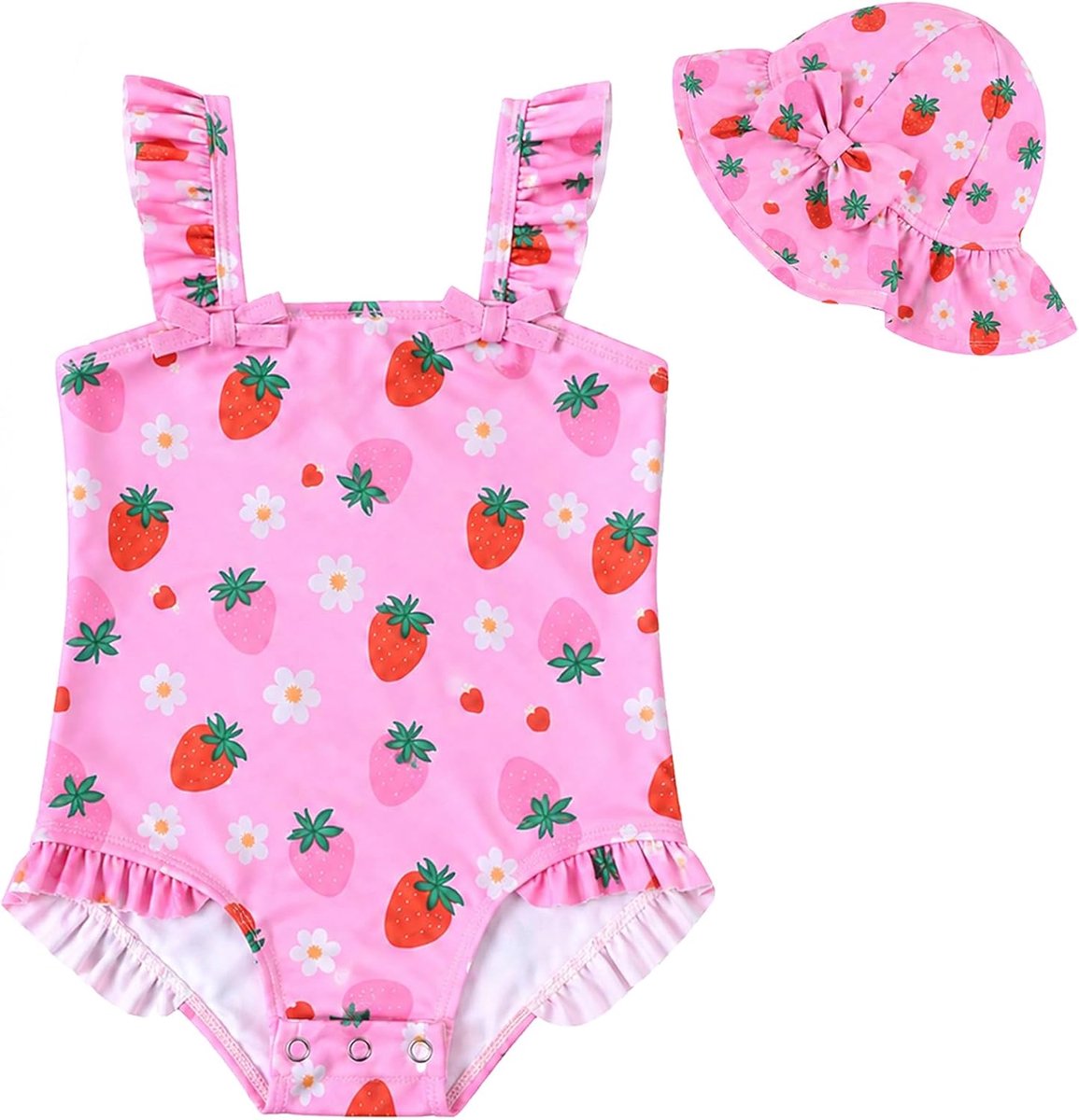 Badpak voor kleine meisjes, eendelig babybadpak met zonnehoed, schattige strandbadmode, sneldrogend badpak voor kinderen van 3 tot 36 maanden