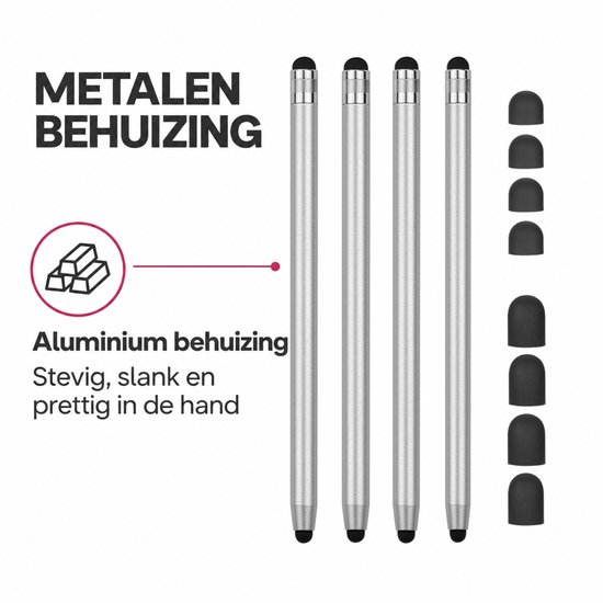 Casety 4 stuks stylus touchscreen pennetjes - Zilver — afbeelding 3
