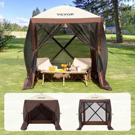 Tent voor in de tuin - Paviljoen voor feestjes - Tent die u snel opzet - Inklapbaar - Belangrijkste materiaal 300D Oxford-stof + glasvezel - Geschikt voor 4 personen - Inclusief draagtas - 1,83x1,83x2,1m — afbeelding 2