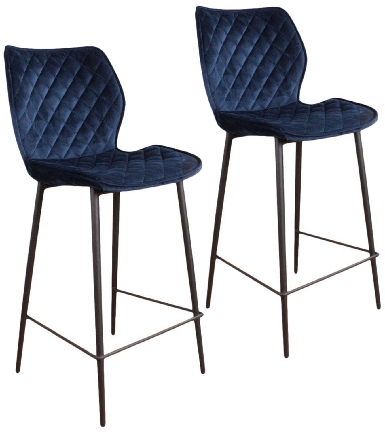 DS4U - - Ruby barkruk 66 cm - Set van 2 - Blauw - Velvet