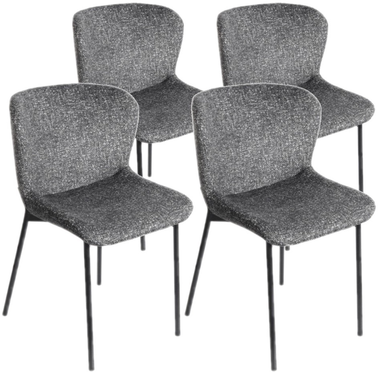 DS4U - - Vera eetkamerstoel - Set van 4 - Donkergrijs - Stof