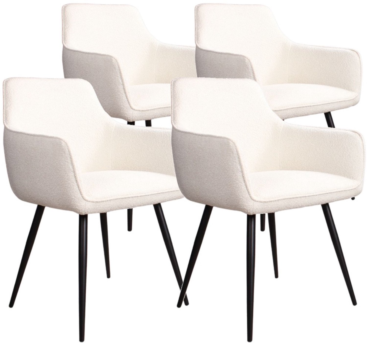 DS4U - - Ravi 3.0 eetkamerstoel - Set van 4 - Wit - Boucle - Met armleuning
