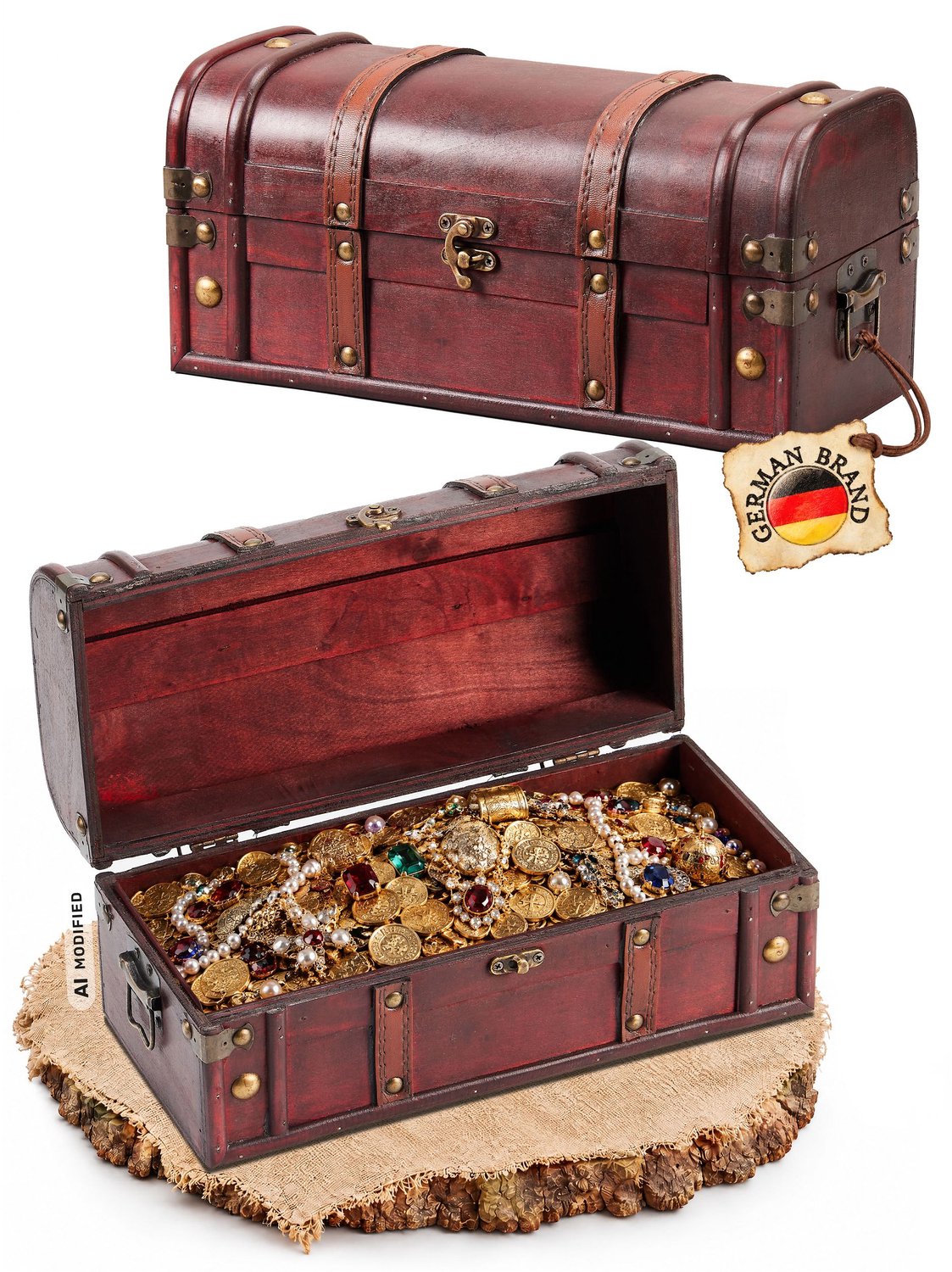 Kingpower houten schatkist met slot, schatkist, houten kist