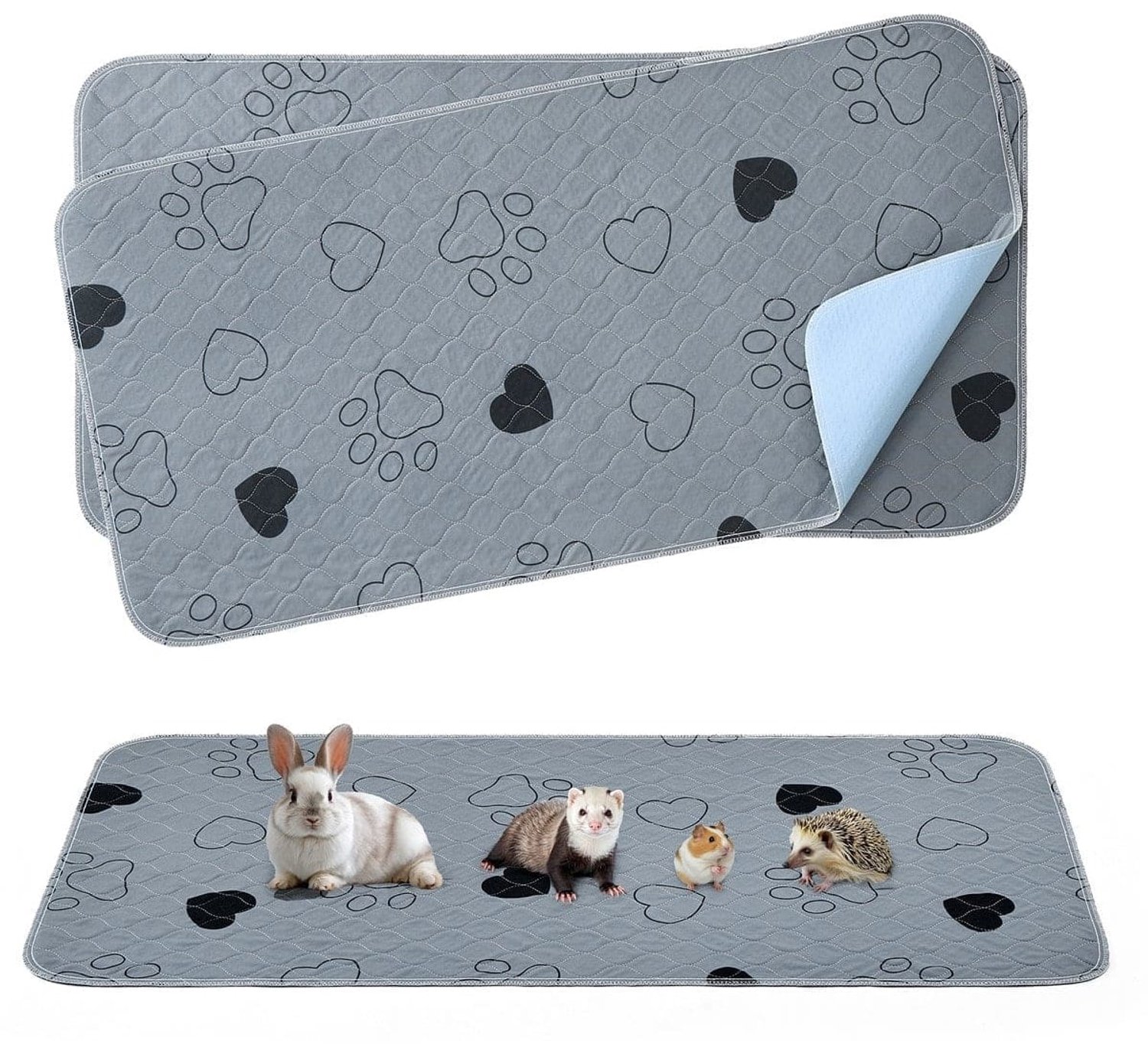 Klarven® Puppytrainingsmat Grijs - Puppytrainingsmatjes - Puppy Pad - Zindelijkheidstraining Hond - Wasbaar, Waterdicht, Antislip - Set van 2