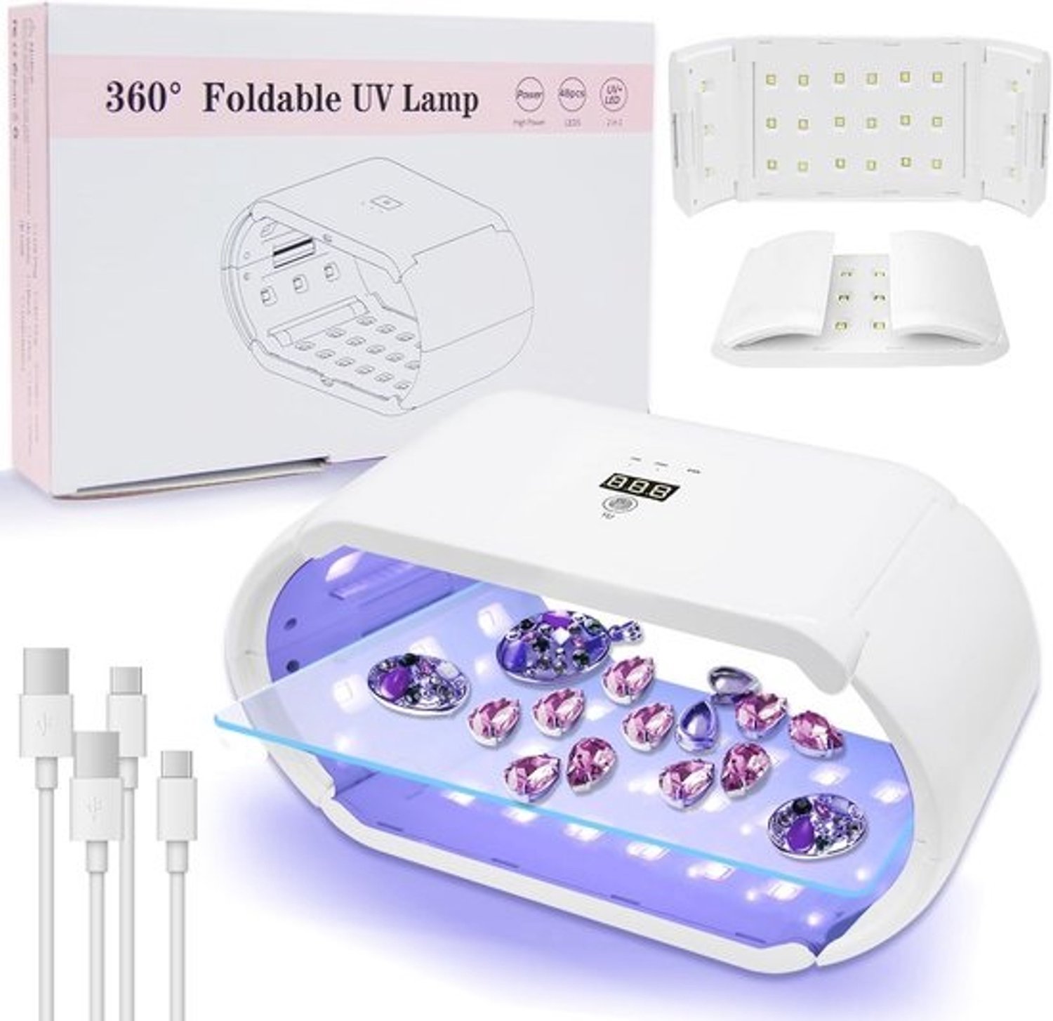 Dubbelzijdige UV-harslamp 48W met led-display voor uitharding