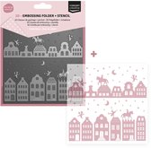 3D embossing folder met stencil - Sinterklaas over de daken