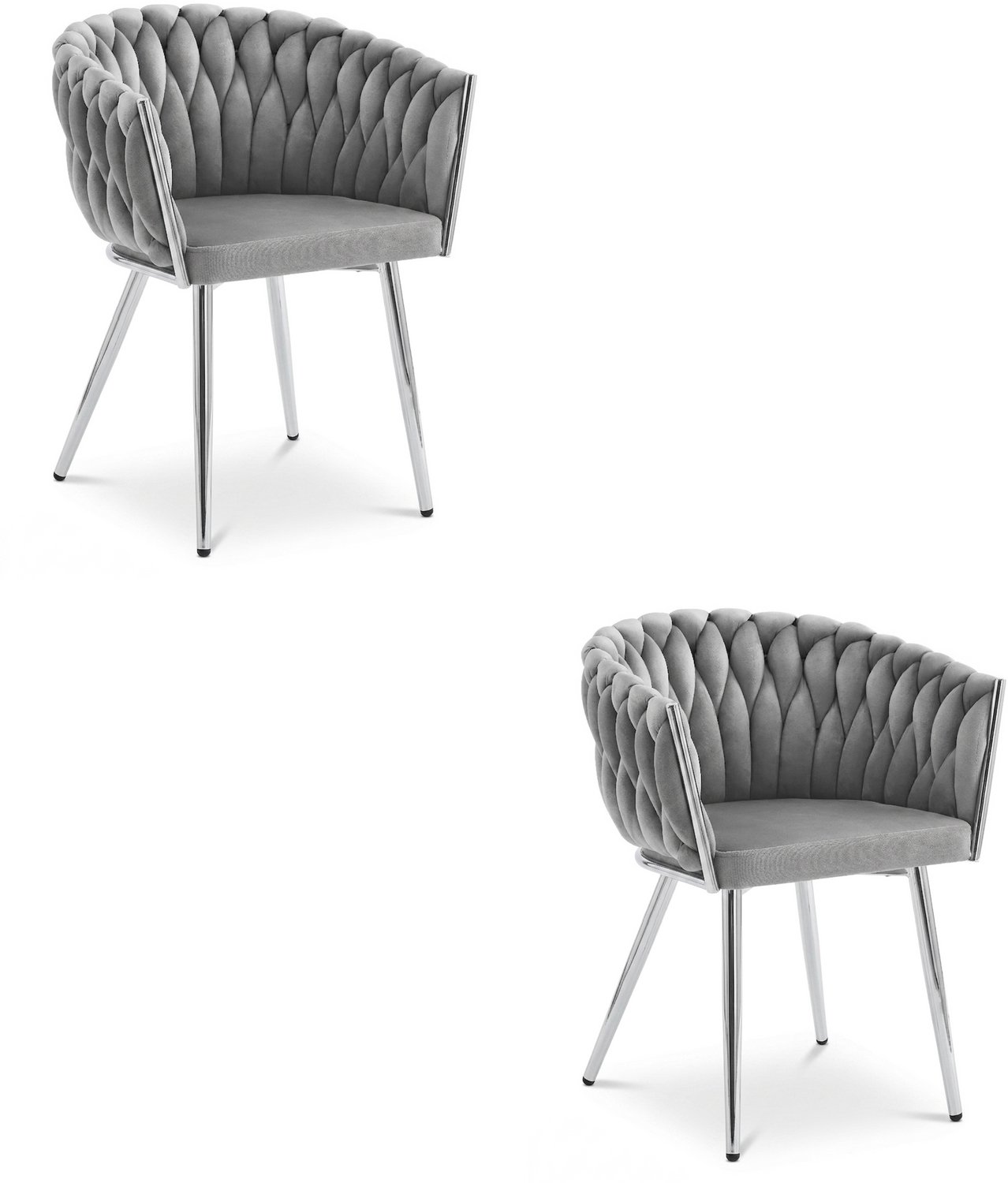 Oskar ORION Eetkamerstoelen – Set van 2 – Grijs Velvet – Metalen Poten – Comfortabele Gestoffeerde Zitting – Modern Design – Velvet Stoel voor Woonkamer, Keuken en Eetkamer – Max. 110 kg per Stoel