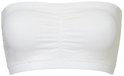 Witte naadloze bandeau-beha met geplooid detail aan de voorkant.