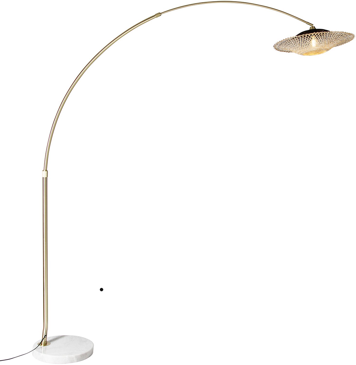 Qazqa Moderne booglamp wit oosterse kap met bamboe 50 cm - XXL Rina