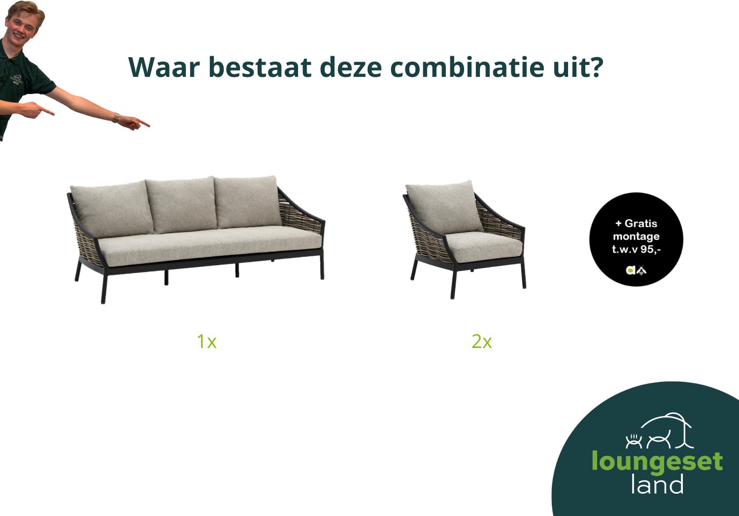 Apple Bee Milou Loungeset Black 3-delig Nr. 6