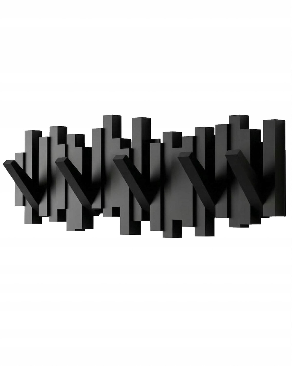 Furnitex Piano Serie - Wandkapstok - 5 inklapbare haken - Mat zwart