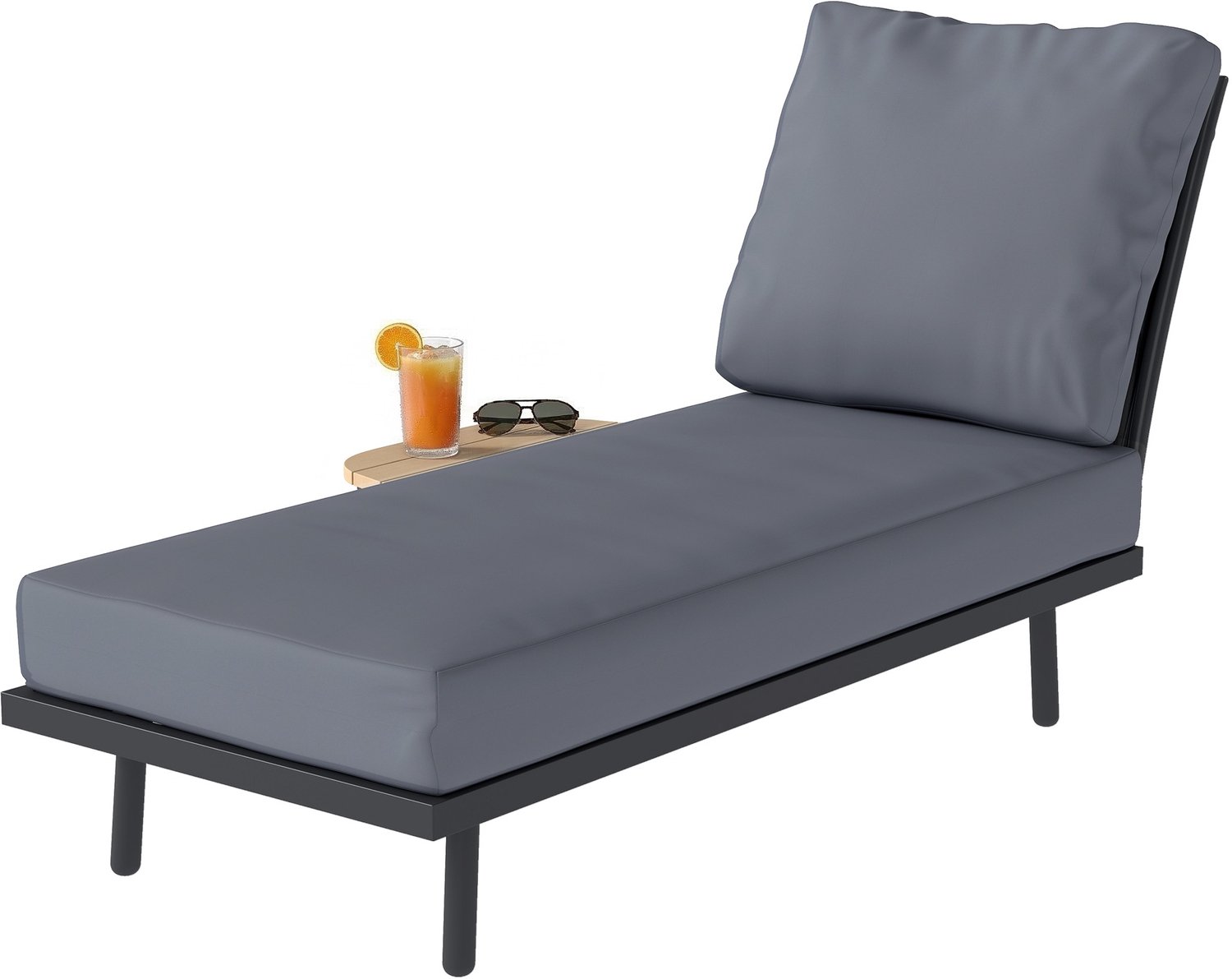 Outsunny ligstoel - Metaal, polyester, schuim - 58 x 137 x 75 cm - Grijs