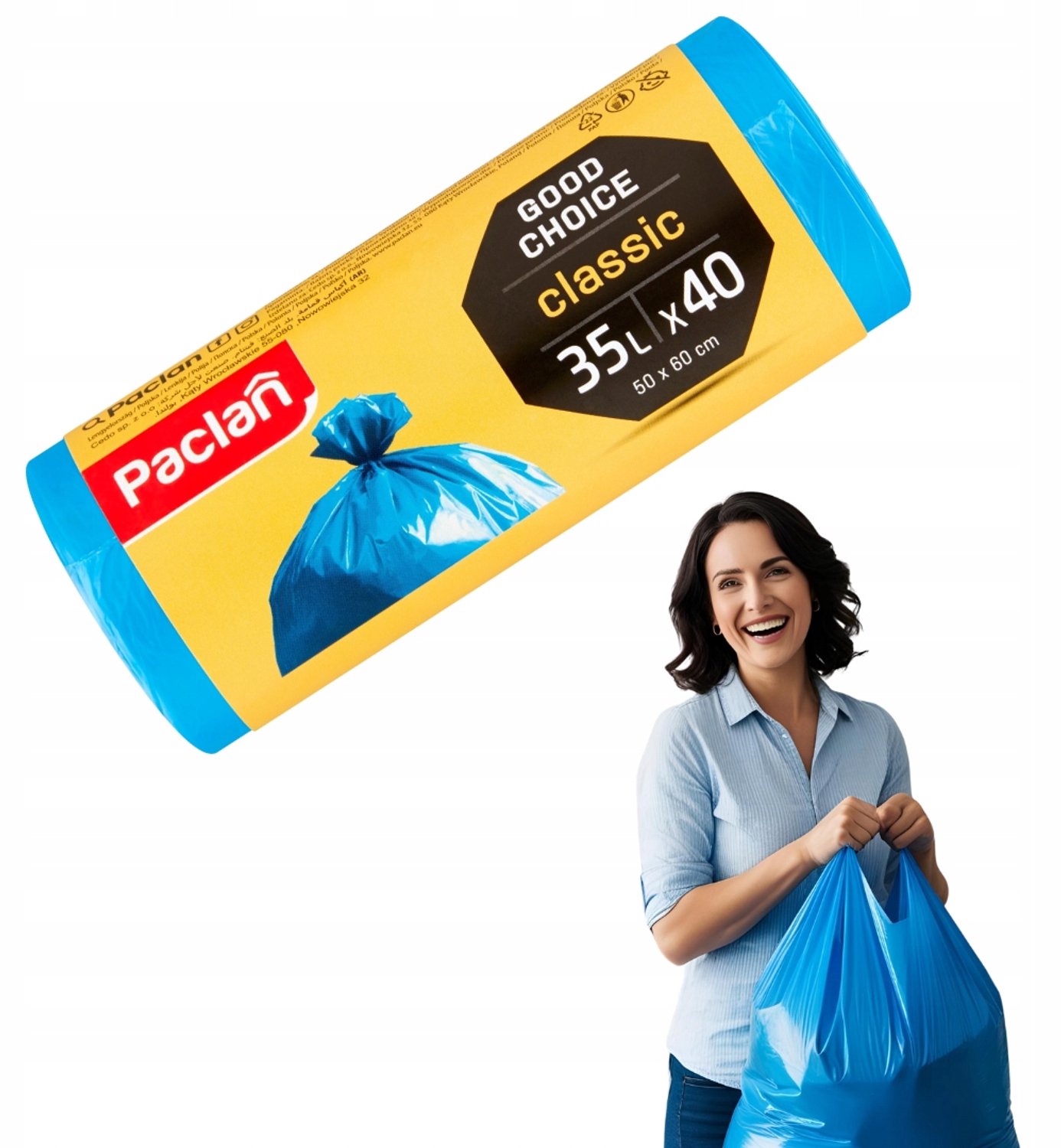 Paclan Classic Afvalzakken 35L - 40 Stuks - Blauw