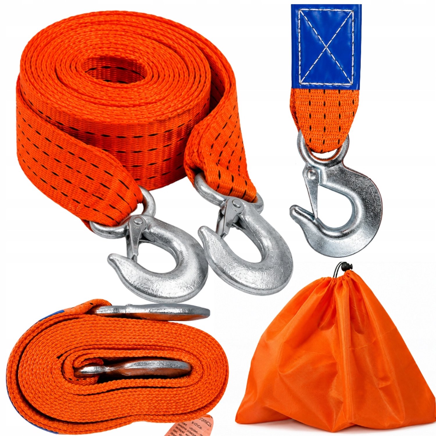 4T 4,5m Brede Sterke Sleepkabel met Tas - Auto Noodhulp