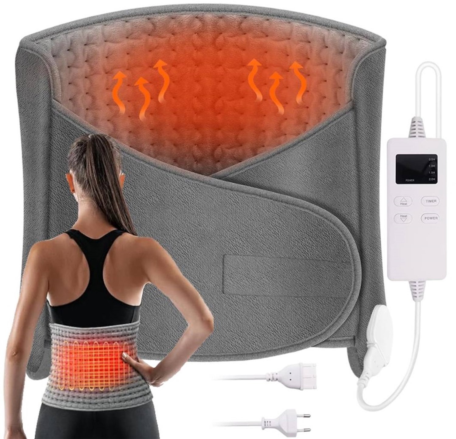 Verwarmingskussen - Warmteband - Warmtegordel - Draagbare Elektrische Deken - Verwarmde Rugband - 30 x 120 cm - 6 Warmte Standen - 4 Timerinstellingen - Automatische Uitschakeling - Voor Rug & Taille & Buik