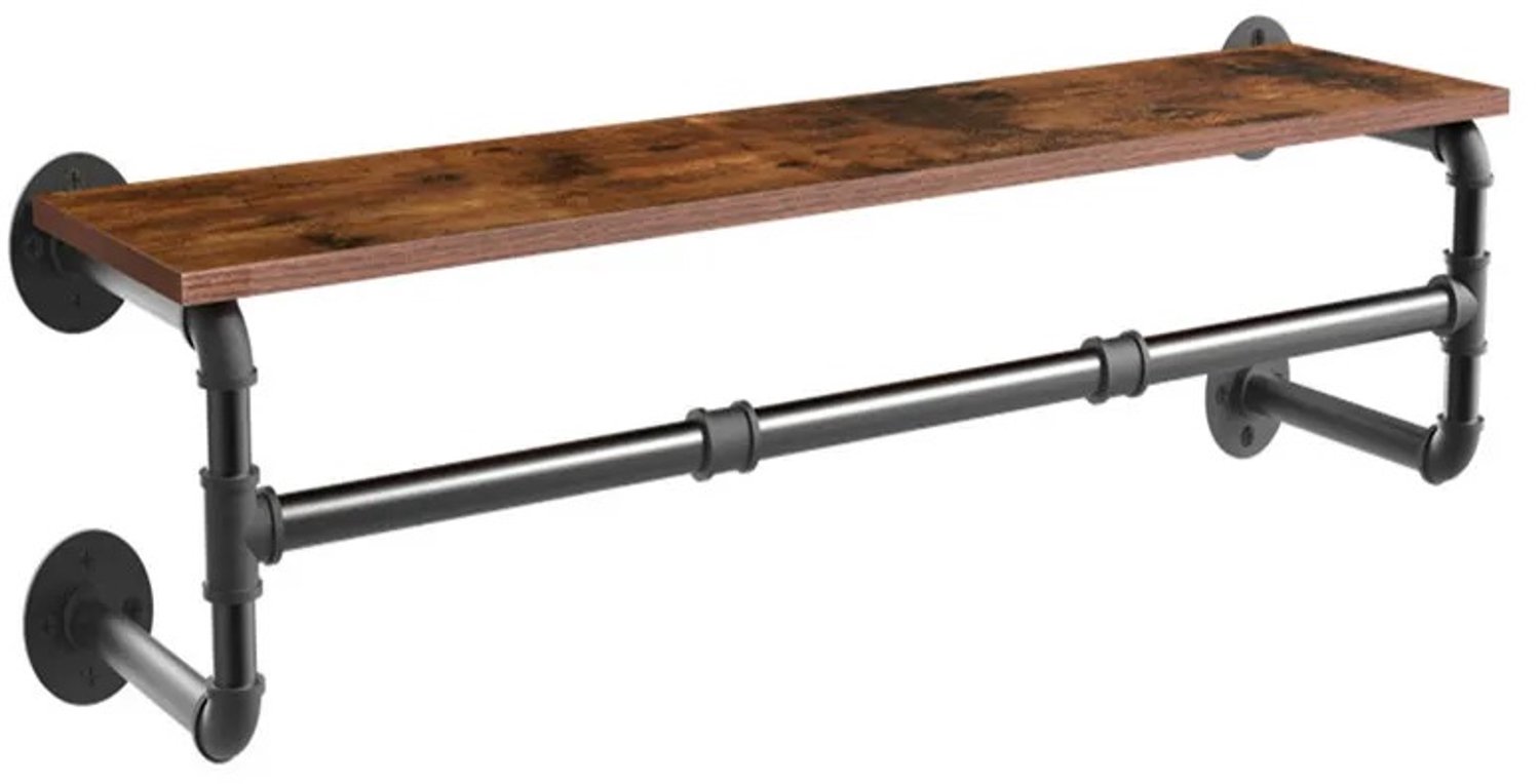 Prime Home Kledingrek - Kapstok - Wandkapstok - Garderoberek - Met houten plank - 104,9cm breed - Bruin