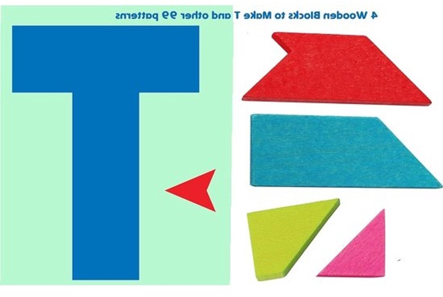 Houten Tangram T Puzzel - Geometrische Vormen Montessori Speelgoed - Hersenen Trainen - 100 Patronen Inbegrepen - Groot Formaat