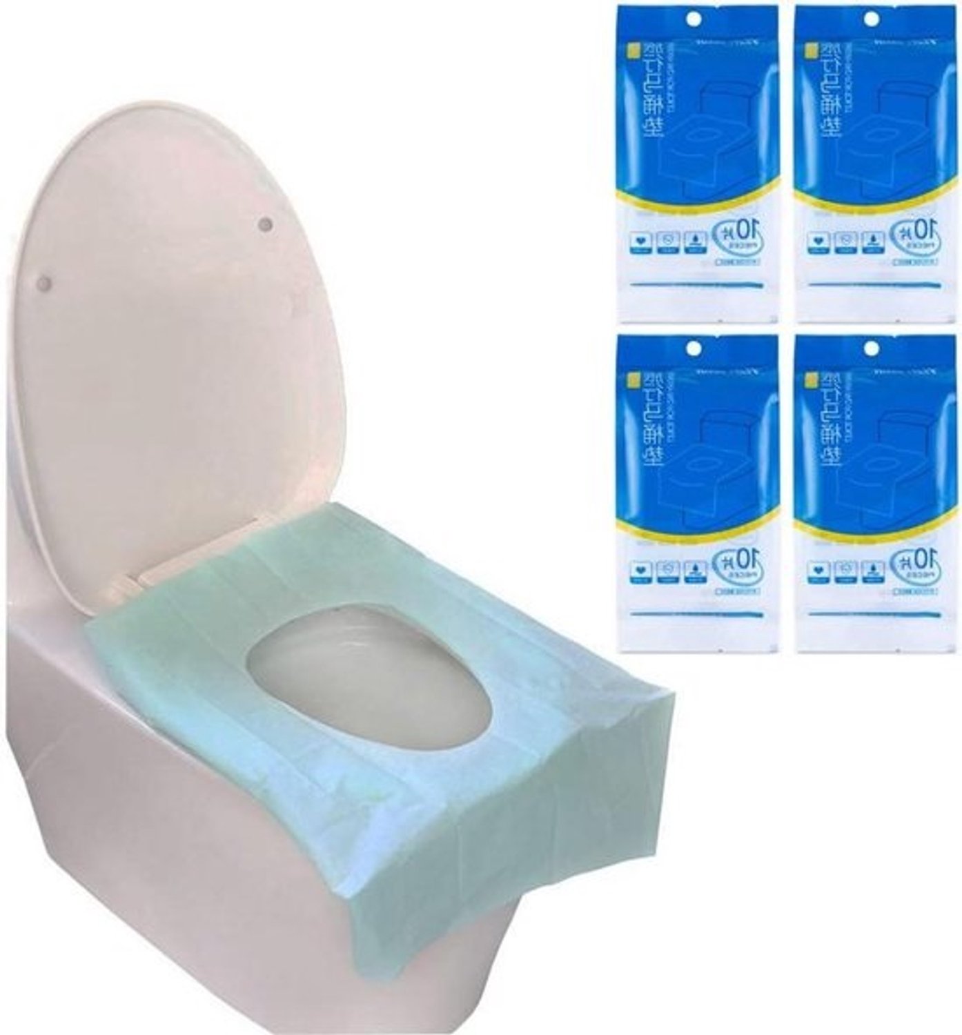 Wegwerp Toiletzitting - Toiletmatjes Reis - Hygiëne Onderweg - Antislip en Waterdicht - 40 x 60 cm - Blauw